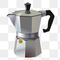 Moka pot coffee png sticker illustration, transparent background. Free public domain CC0 image.