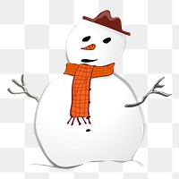 Snowman character png sticker illustration, transparent background. Free public domain CC0 image.