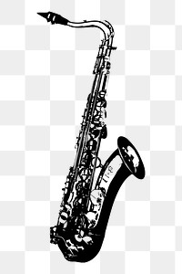 Saxophone png sticker, musical instrument illustration, transparent background. Free public domain CC0 image.