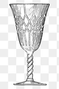 Crystal goblet png sticker vintage illustration, transparent background. Free public domain CC0 image.