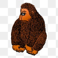 Gorilla png sticker vintage animal illustration, transparent background. Free public domain CC0 image.