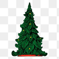 Christmas tree png sticker vintage illustration, transparent background. Free public domain CC0 image.