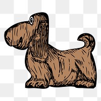 Wooden dog png sticker vintage animal illustration, transparent background. Free public domain CC0 image.
