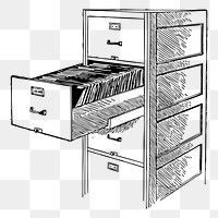 File cabinet png sticker vintage furniture illustration, transparent background. Free public domain CC0 image.