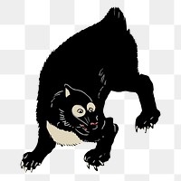 Black bear png sticker vintage Asian illustration, transparent background. Free public domain CC0 image.