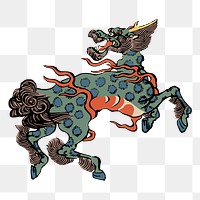 Qilin png sticker Chinese mythology creature illustration, transparent background. Free public domain CC0 image.