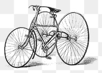 Tricycle png sticker vintage vehicle illustration, transparent background. Free public domain CC0 image.