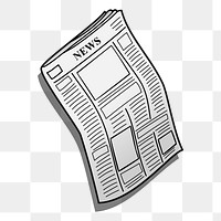 Newspaper png sticker vintage illustration, transparent background. Free public domain CC0 image.