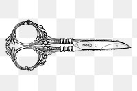 Scissors png sticker vintage stationery illustration, transparent background. Free public domain CC0 image.