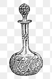 Cut glass png decanter, vintage object illustration, transparent background. Free public domain CC0 image.