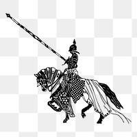 Black knight png, vintage fairy tale illustration, transparent background. Free public domain CC0 image.