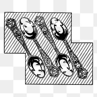 Spoons png sticker vintage silverware illustration, transparent background. Free public domain CC0 image.