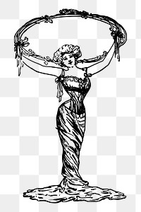 Elegant lady png statue, vintage woman illustration, transparent background. Free public domain CC0 image.