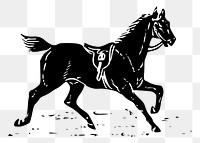 Running horse png sticker vintage animal illustration, transparent background. Free public domain CC0 image.