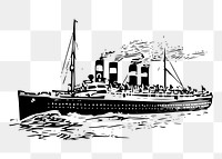 Cruise ship png sticker vintage vehicle illustration, transparent background. Free public domain CC0 image.