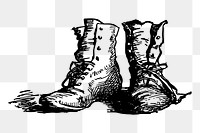 Leather boots png sticker vintage fashion illustration, transparent background. Free public domain CC0 image.