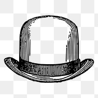 Bowler hat png sticker vintage fashion illustration, transparent background. Free public domain CC0 image.