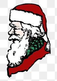 Santa Claus png portrait, vintage Christmas illustration, transparent background. Free public domain CC0 image.