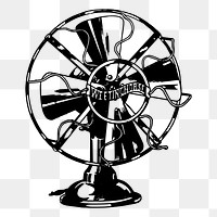 Vintage fan png sticker, electrical object illustration, transparent background. Free public domain CC0 image.