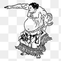 Sumo wrestler png, Japanese sport illustration, transparent background. Free public domain CC0 image.