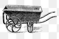 Wheelbarrow png sticker vintage farming equipment illustration, transparent background. Free public domain CC0 image.