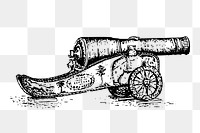 Old cannon png sticker, vintage military weapon illustration on transparent background. Free public domain CC0 image.