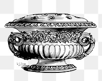 Elegant bowl png sticker, vintage object illustration on transparent background. Free public domain CC0 image.