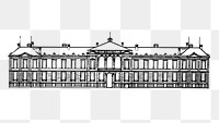 Vintage palace png sticker, building architecture illustration on transparent background. Free public domain CC0 image.