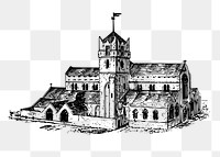 Medieval castle png sticker, vintage architecture illustration on transparent background. Free public domain CC0 image.