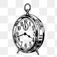 Alarm clock png sticker, vintage object illustration on transparent background. Free public domain CC0 image.