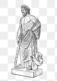 God of Medicine png sticker, Asclepius statue illustration on transparent background. Free public domain CC0 image.