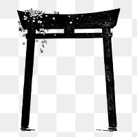 Torii blossoms gate png sticker, Japanese architecture illustration on transparent background. Free public domain CC0 image.