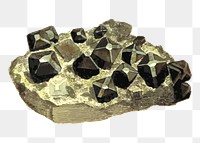 Cassiterite mineral png sticker, vintage crystal illustration on transparent background. Free public domain CC0 image.