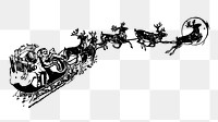 Flying Santa png sleigh sticker, vintage Christmas illustration on transparent background. Free public domain CC0 image.
