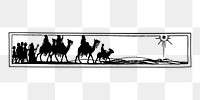 Three wise men png silhouette border, vintage illustration on transparent background. Free public domain CC0 image.