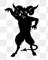 The Devil png silhouette, vintage monster illustration on transparent background. 