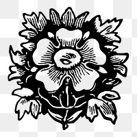 Flower ornament png sticker, vintage decoration illustration on transparent background. Free public domain CC0 image.