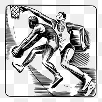 Basketball competition png sticker, vintage sport illustration on transparent background. Free public domain CC0 image.