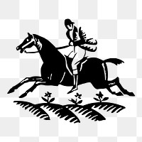Horse rider png sticker, vintage sport illustration on transparent background. Free public domain CC0 image.