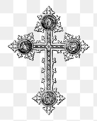 Ethiopian cross png sticker, vintage religion illustration on transparent background. Free public domain CC0 image.