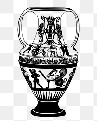 Greek Roman vase png sticker, antique object illustration on transparent background. Free public domain CC0 image.
