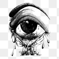 Allergy crying eye png sticker, vintage medical illustration on transparent background. Free public domain CC0 image.