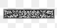 Floral ornament png border sticker, vintage illustration on transparent background. Free public domain CC0 image.