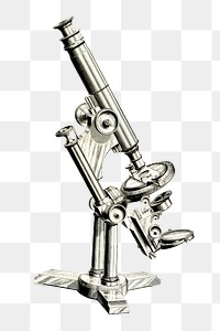 Microscope png sticker, laboratory instrument vintage illustration on transparent background. Free public domain CC0 image.