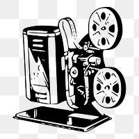 Movie projector png sticker, media vintage illustration on transparent background. Free public domain CC0 image.
