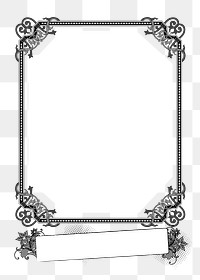 Floral flourish png frame, vintage illustration on transparent background. Free public domain CC0 image.