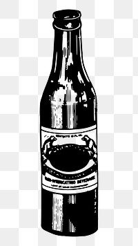 Beer bottle png sticker, object vintage illustration on transparent background. Free public domain CC0 image.