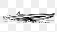 Speedboat png sticker, vehicle vintage illustration on transparent background. Free public domain CC0 image.