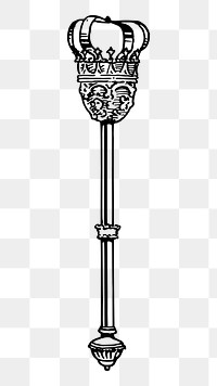 Scepter png sticker, royal coronation object, vintage illustration on transparent background. Free public domain CC0 image.