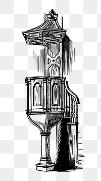Church pulpit png sticker, Byzantine architecture vintage illustration on transparent background. Free public domain CC0 image.